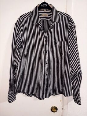 Burberry London Striped Button Down Shirt Size L Cotton